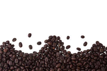 Coffee beans texture isolated on white background