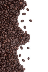 Coffee beans texture isolated on white background