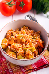 Rice and courgette, carrot casserole