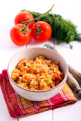Rice and courgette, carrot casserole