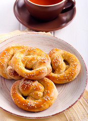 Soft pretzels with sesame seeds
