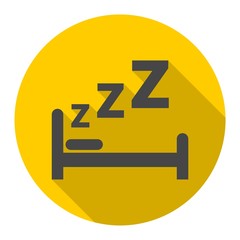 Sleeping in bed Icon with long shadow