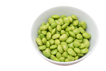 Soybean in the cup isolate on white background