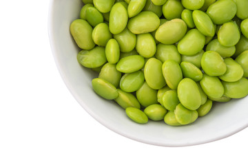 Soybean in the cup isolate on white background