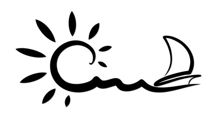 Sea landscape with sailing vessel. © designer_an