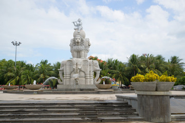 Fototapeta na wymiar The fountain of the Elephant, cloudy summer day in Nha Trang. Vietnam