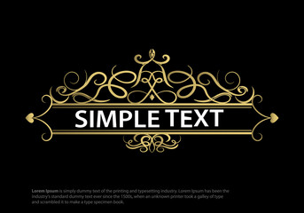 Wicker lines and old decor elements in vector.Vintage gold frame