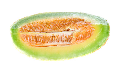 slice of Muskmelons isolated on white background