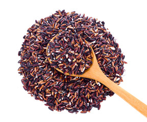 Organic Riceberry Rice (black jasmine rice) isolated on white