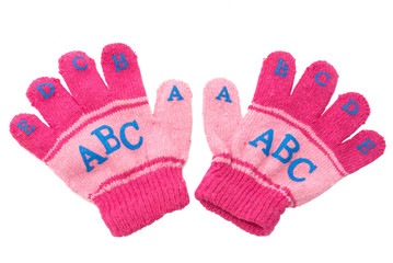 Baby gloves on white background