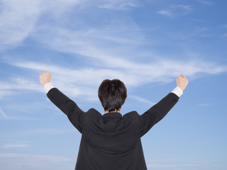 Single business man hand up 1