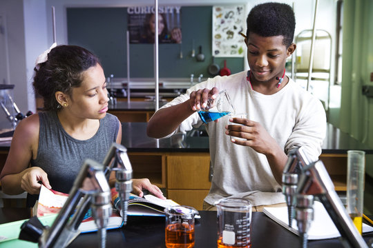 Students experimenting in a school laboratory