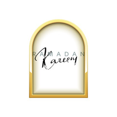 Gold Design Arab windows for Ramadan Kareem Template. Calligraphy for greeting card Ramadan Kareem