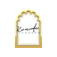 Gold Design Arab windows for Ramadan Kareem Template. Calligraphy for greeting card Ramadan Kareem