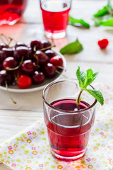 Cherry lemonade with mint.