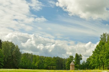 The clouds in the sky on a clear day.