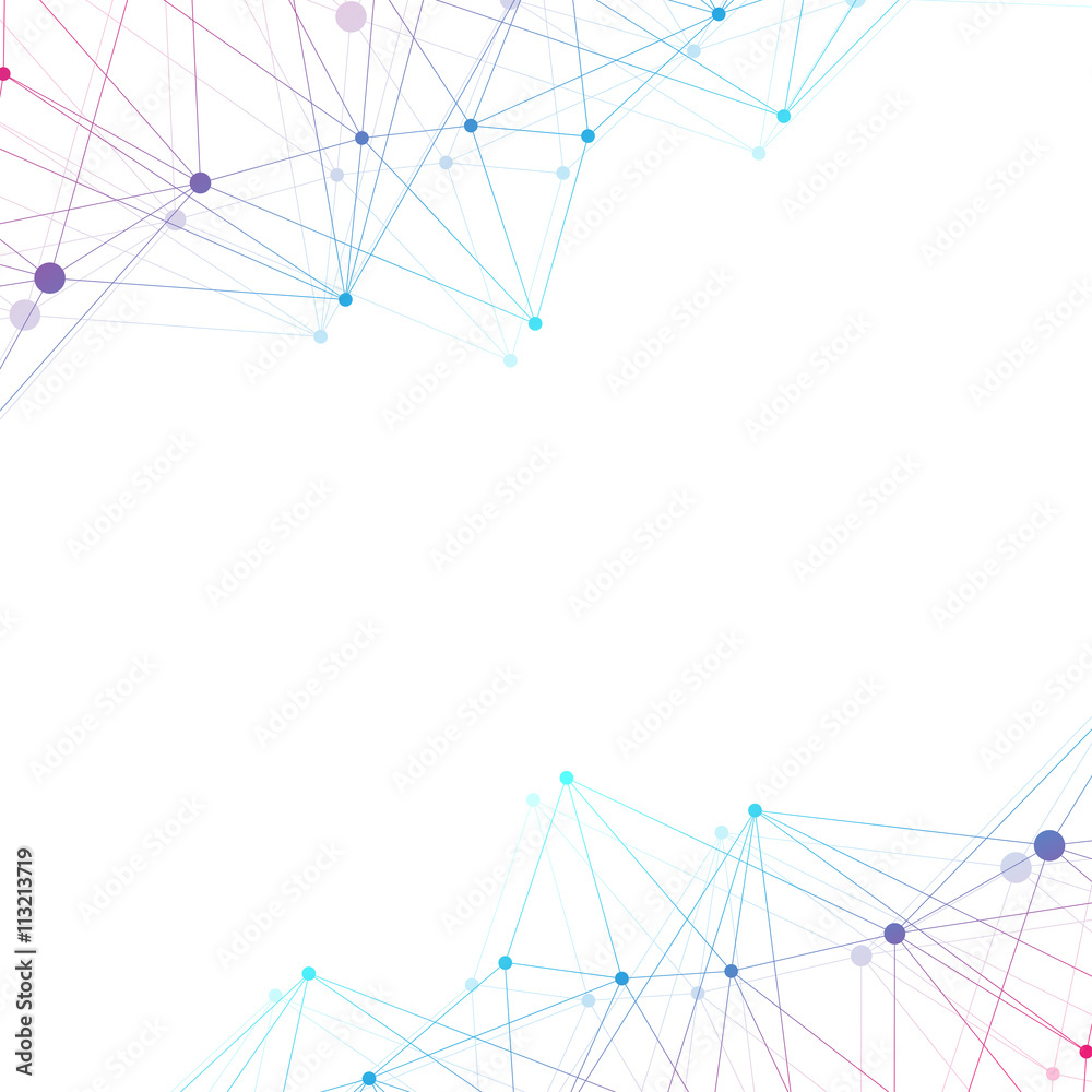 Poster molecule and communication with connected dots, lines. graphic abstract background for your design. 