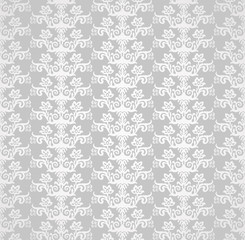 Silver seamless victorian style floral wallpaper