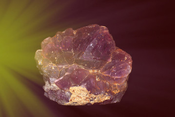 natural amethyst crystallized structure on black background