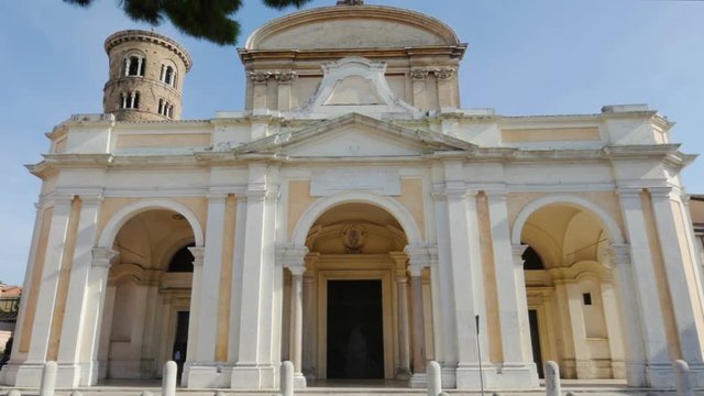 historic basilica church cathedral of ravenna city facade tilt