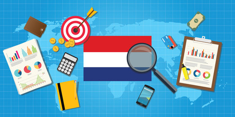 holland netherland economy economic condition country with graph chart and finance tools vector graphic