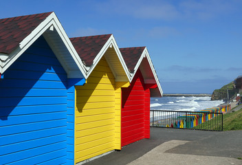 Fototapeta na wymiar Whitby beach huts