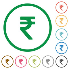 Indian rupee sign outlined flat icons