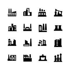 Factory Building icon set on white background
