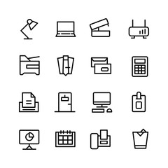 Office Elements icon set on white background