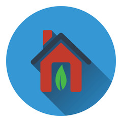 Ecological home with leaf icon