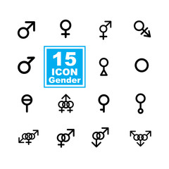 Gender icon set on white background