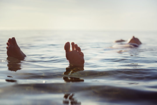 Woman floating on water