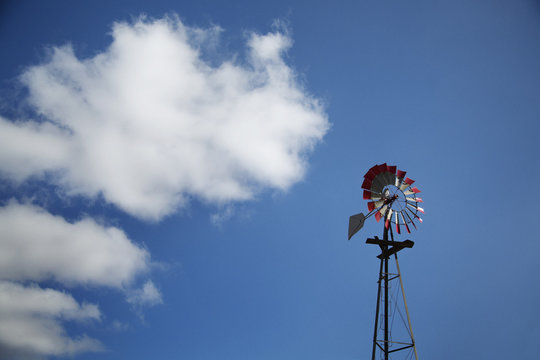 Low angle view of american style windmill