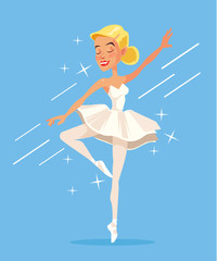 White ballerina. Vector flat cartoon illustration