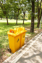 Yellow plastic bin