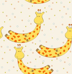 cute hand drawn seamless pattern with giraffe.