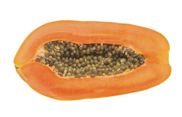 Papaya, cut in half Isolated on white background