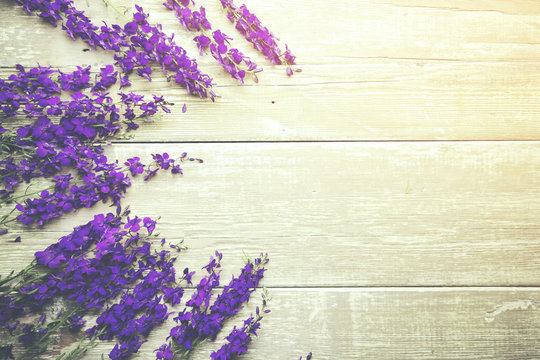 Fototapeta purple flowers on table