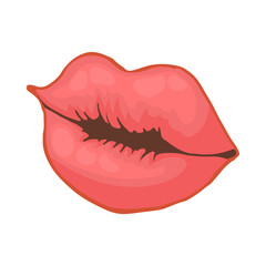 Obraz premium Red lips icon in cartoon style
