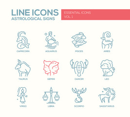 Zodiac signs icons set