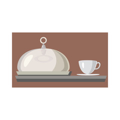 Cloche for meal and cup of hot drink icon