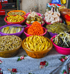 Pickled veggies in traditional outdoor market
