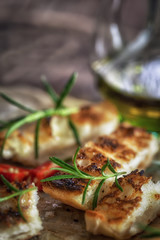 Ciabatta bread with olive oil and rosemary