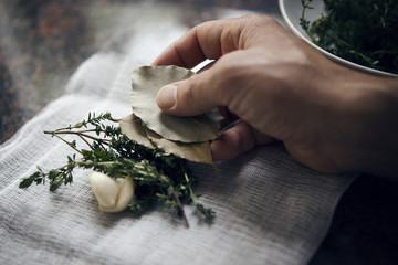 Man preparing herbal medicine
