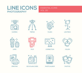 Photography line design icons set