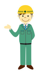 案内する現場監督