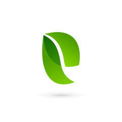Letter E eco leaves logo icon design template elements