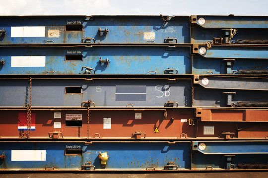 Stack of cargo container parts