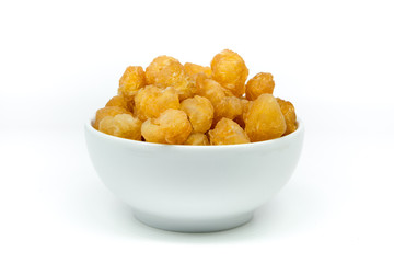 dried longan fruit on white background