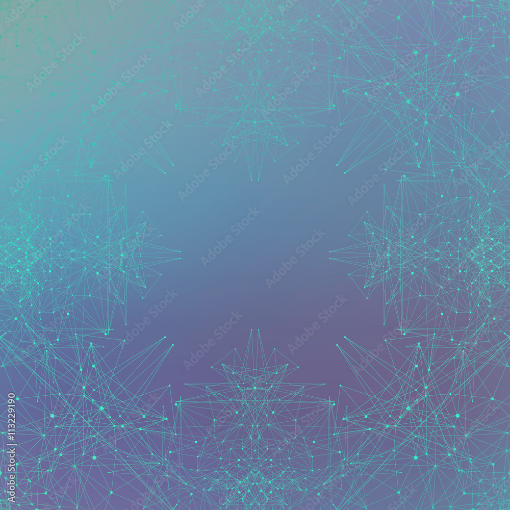 Aufkleber Graphic background molecule and communication. Connection line with dots. Geometric abstract composition for your design. Science, technology . Vector illustration.